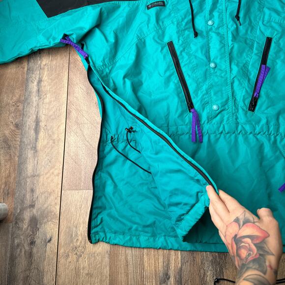Vintage 90s Columbia Anorak Jacket Men's Large Green Water‎ Resistance 5276 - Picture 7 of 16
